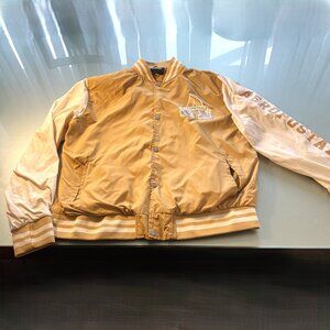 Men's Aeropostale Logo Lightweight Varsity Jacket Tan Creme Size L Coat